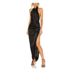 Amanda Uprichard x Revolve 'Samba' Black Satin Gown Size XS